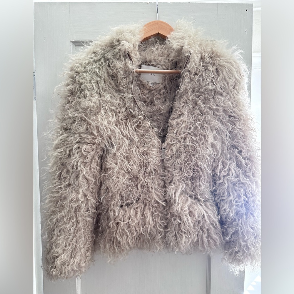 IRO Kald Lamb Shearling Jacket in Beige Size 36